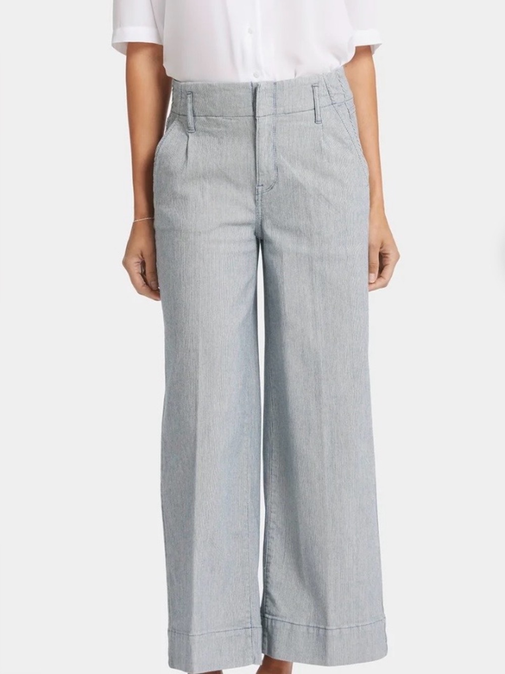 NYDJ Light Blue Pinstripe Wide Leg Pants